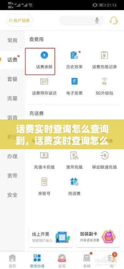 话费实时查询怎么查询到，话费实时查询怎么查询到余额 