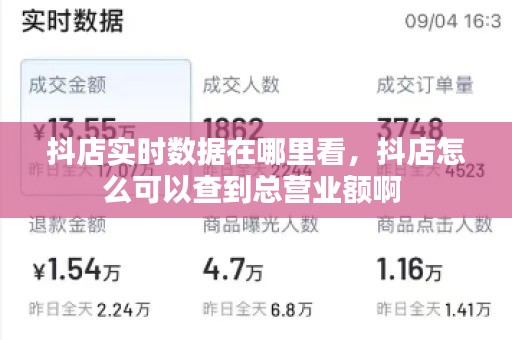 抖店实时数据在哪里看，抖店怎么可以查到总营业额啊 