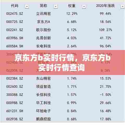 京东方b实时行情,京东方b实时行情查询
