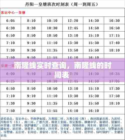 南隆线实时查询,南隆线的时间表