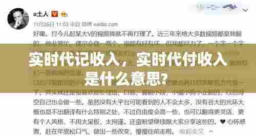 实时代记收入,实时代付收入是什么意思?