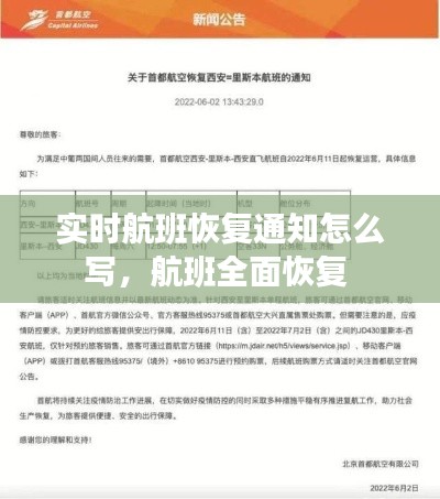 实时航班恢复通知怎么写,航班全面恢复