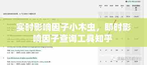 实时影响因子小木虫，即时影响因子查询工具知乎 