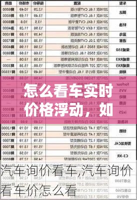 怎么看车实时价格浮动,如何看车价格