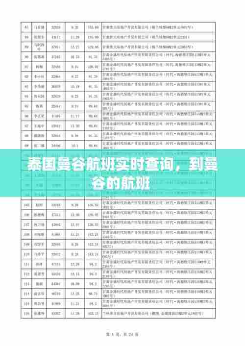 泰国曼谷航班实时查询，到曼谷的航班 