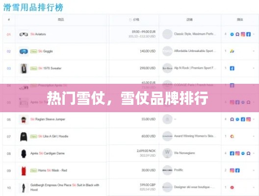 热门雪仗，雪仗品牌排行 