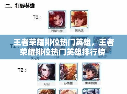 王者荣耀排位热门英雄,王者荣耀排位热门英雄排行榜