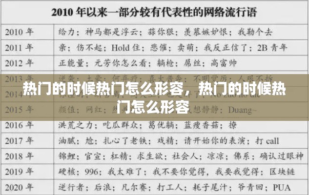 热门的时候热门怎么形容,热门的时候热门怎么形容