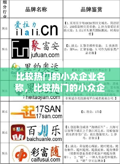 比较热门的小众企业名称,比较热门的小众企业名称大全