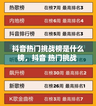抖音热门挑战榜是什么榜,抖音 热门挑战
