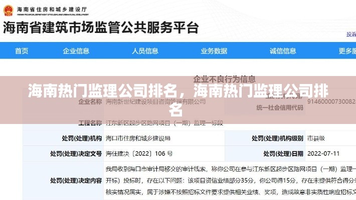 海南热门监理公司排名,海南热门监理公司排名