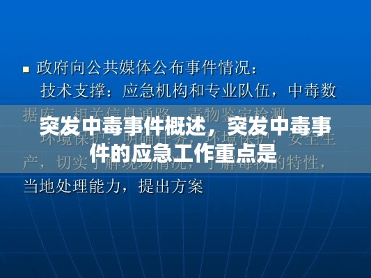 突发中毒事件概述,突发中毒事件的应急工作重点是