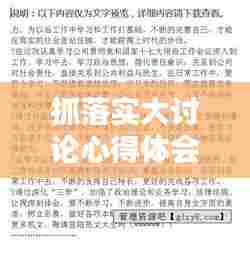 抓落实大讨论心得体会，深化理解，激发行动力