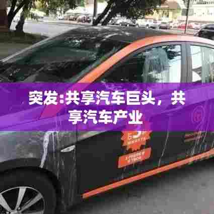突发:共享汽车巨头,共享汽车产业