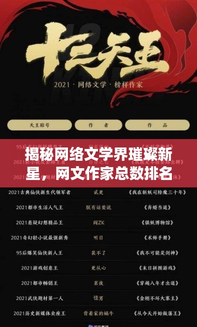 揭秘网络文学界璀璨新星,网文作家总数排名前十强重磅揭晓!