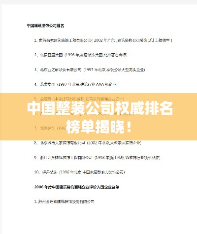 中国整装公司权威排名榜单揭晓!