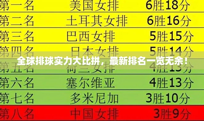 全球排球实力大比拼,最新排名一览无余!