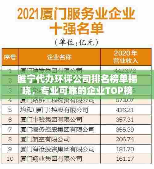 睢宁代办环评公司排名榜单揭晓，专业可靠的企业TOP榜