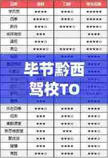 毕节黔西驾校TOP10排名揭晓,优质驾驶培训的标杆之选