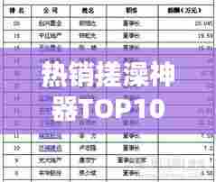 热销搓澡神器TOP10榜单,排名大揭秘!