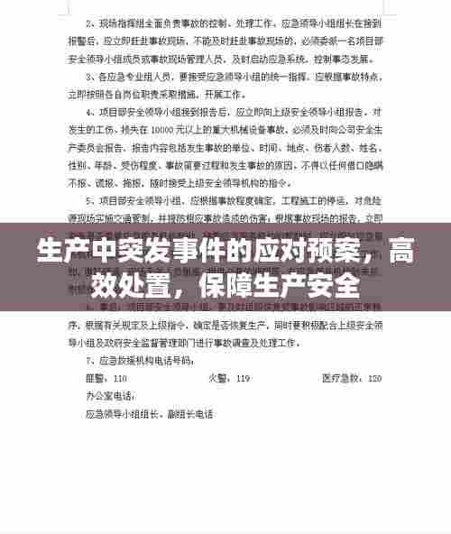 生产中突发事件的应对预案,高效处置,保障生产安全