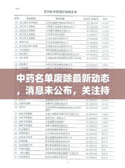 中药名单废除最新动态,消息未公布,关注持续升温