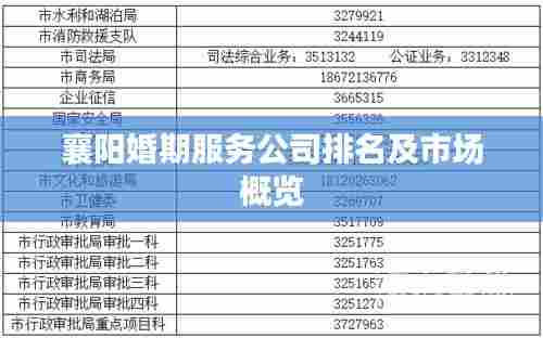 襄阳婚期服务公司排名及市场概览