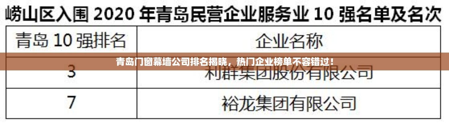 青岛门窗幕墙公司排名揭晓，热门企业榜单不容错过！