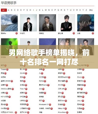 男网络歌手榜单揭晓,前十名排名一网打尽