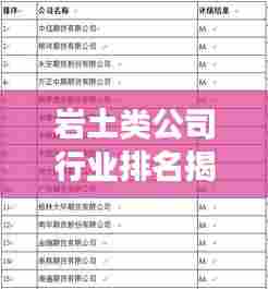 岩土类公司行业排名揭秘，影响力与竞争力分析