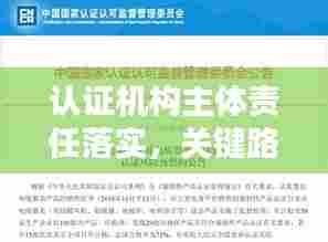 认证机构主体责任落实,关键路径及策略深度探讨