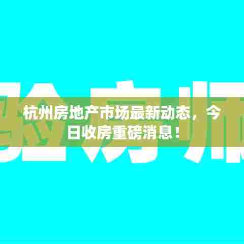 杭州房地产市场最新动态,今日收房重磅消息!
