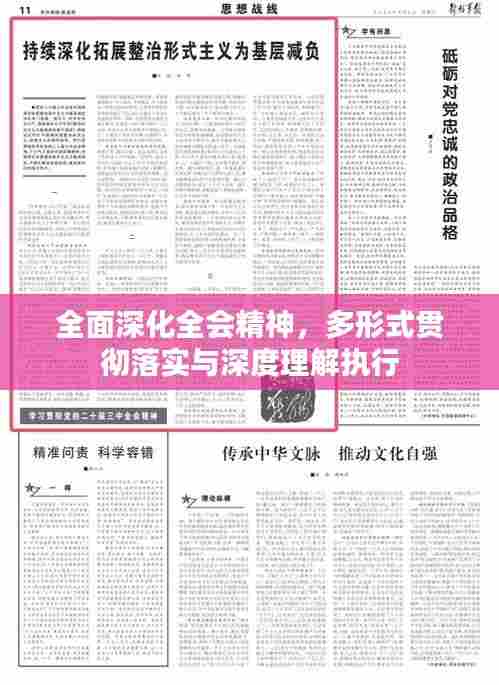 全面深化全会精神，多形式贯彻落实与深度理解执行