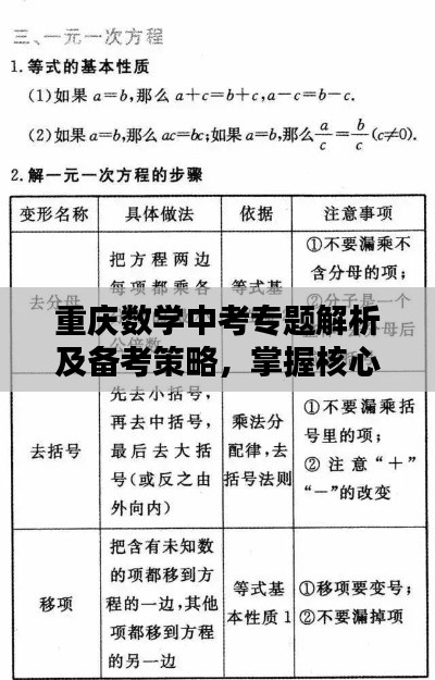 重庆数学中考专题解析及备考策略，掌握核心要点助力中考备战！