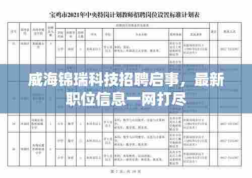 威海锦瑞科技招聘启事，最新职位信息一网打尽
