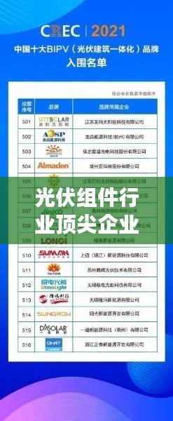 光伏组件行业顶尖企业榜单揭晓