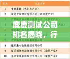 麋鹿测试公司排名揭晓,行业领军者榜单重磅出炉!