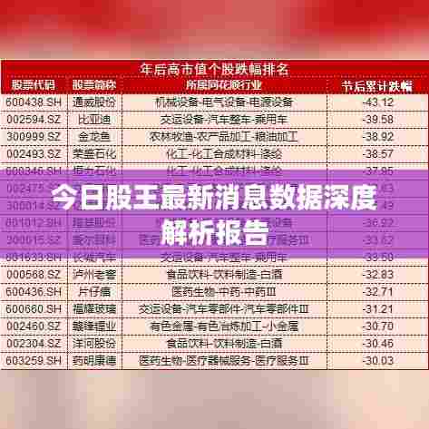 今日股王最新消息数据深度解析报告