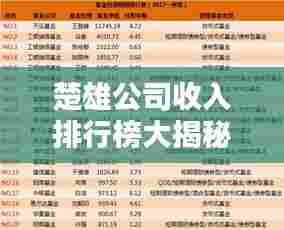 楚雄公司收入排行榜大揭秘！
