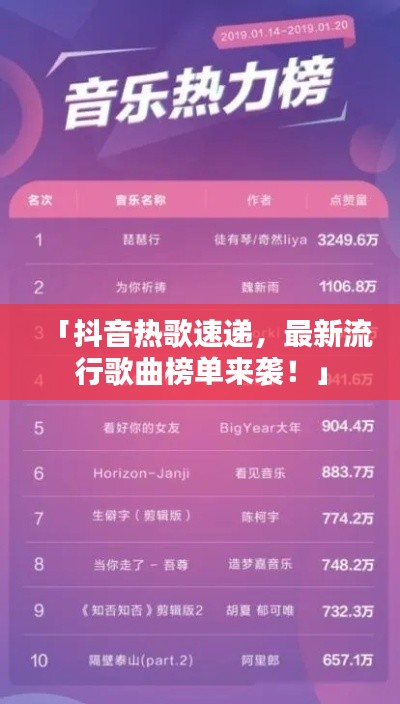 「抖音热歌速递,最新流行歌曲榜单来袭!」