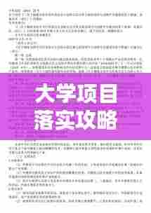 大学项目落实攻略，从策划到执行一步到位！