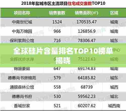 全球硅片含量排名TOP10榜单揭晓