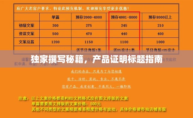 独家撰写秘籍,产品证明标题指南