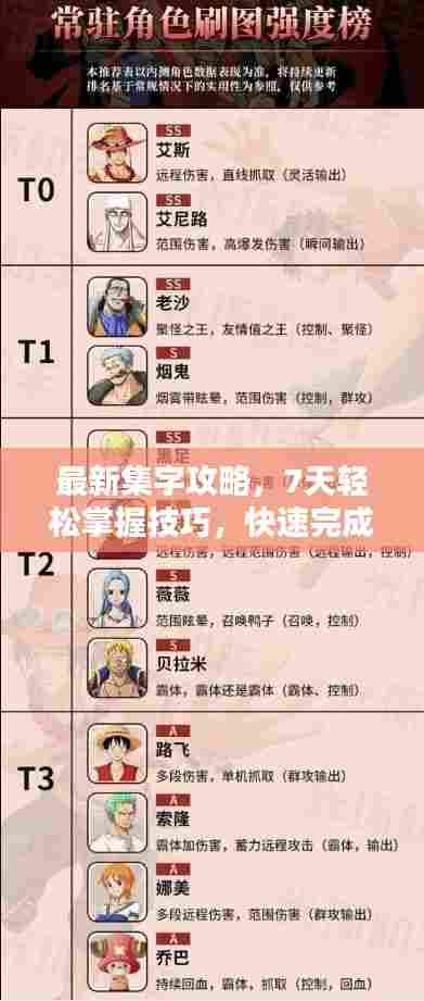 最新集字攻略，7天轻松掌握技巧，快速完成任务！