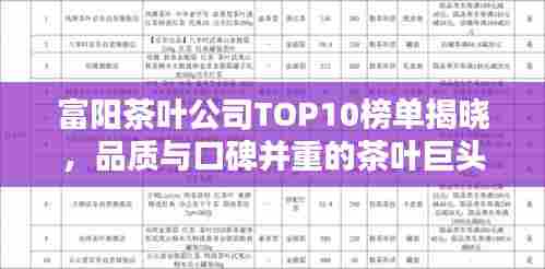 富阳茶叶公司TOP10榜单揭晓，品质与口碑并重的茶叶巨头